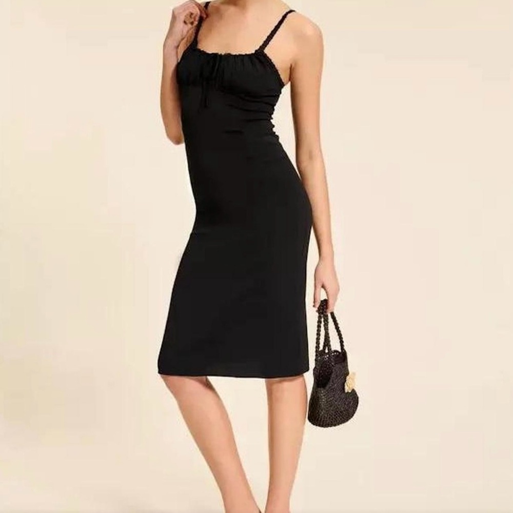 Rouje Black Lace-Trimmed Ivana Midi Dress - Picture 2 of 7